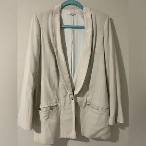Helmet Lang cream blazer with pony hair detail